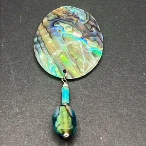 Vintage abalone shell and bead brooch